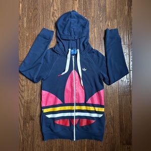 Adidas Big Trefoil Full Zip Hoodie Women´s (navy/pink/multicol) size small